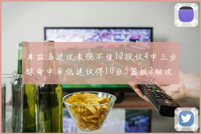 库兹马进攻表现不佳12投仅4中三分球命中率低迷仅得10分5篮板2助攻